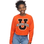 OKLAHOMA STATE U DROP SHOULDER CROP TOP