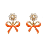 FAN GLAM PEARL TOPPER BOW EARRING