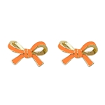 FAN GLAM ORANGE ENAMEL BOW STUDS