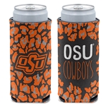 OKSTATE LEOPARD SLIM CAN COOLER