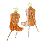 FAN GLAM ORANGE BOOT EARRING