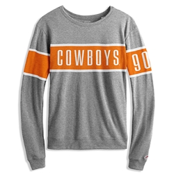 LONG SLEEVE GREY WITH ORANGE STRIPE TOP