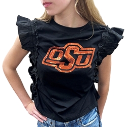 SEQUIN BRAND ON RUFFLE TEE