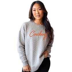 EMBROIDERED COWBOYS SCRIPT QULITED CREWNECK