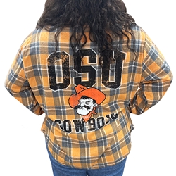 OSU COWBOYS PLAID OVERSIZED SHIRT