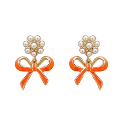 FAN GLAM PEARL TOPPER BOW EARRING