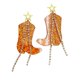 FAN GLAM ORANGE BOOT EARRING